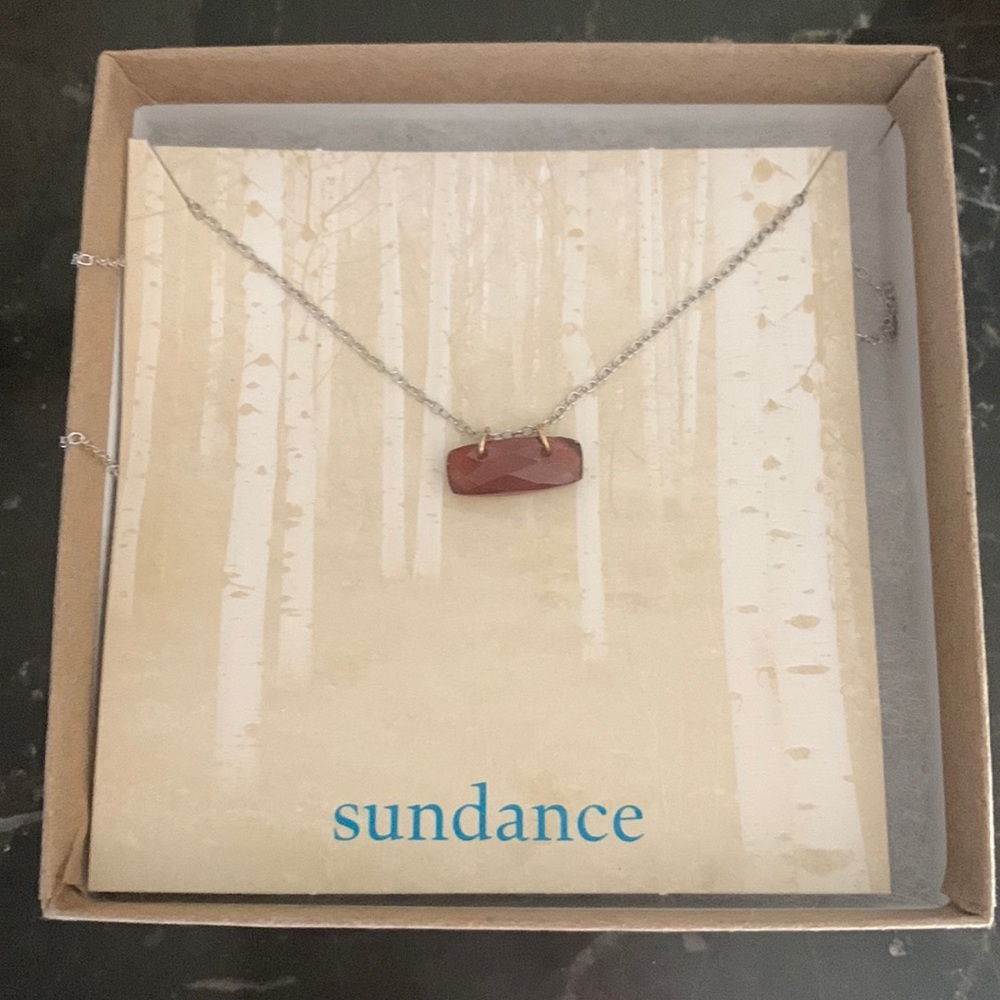 Sundance birthstone tile necklace January garnet NWT